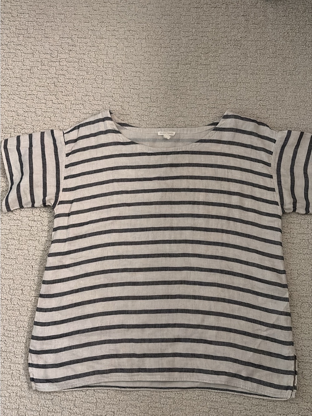 Eileen Fisher linen blend striped top size L - Picture 2 of 3